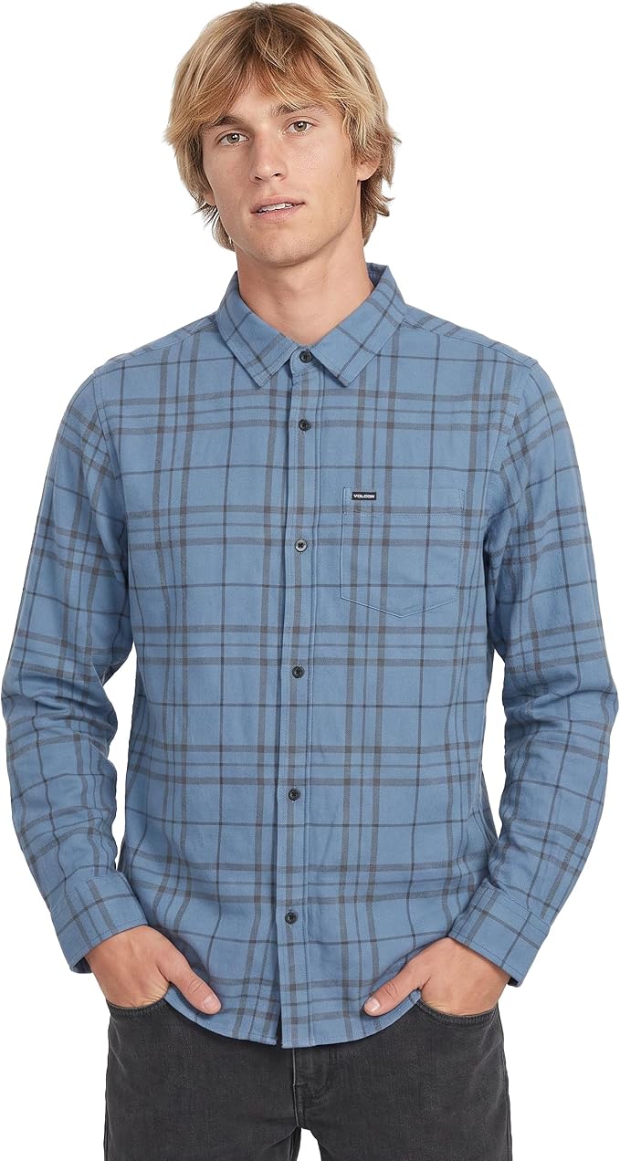 Volcom Men's Long Sleeve Flannel Shirt – Ultra-Soft Brushed Cotton Plaid Button Down