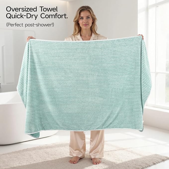 REDKISS 6-Piece Microfiber Bath Towel Set, Ultra Soft, Highly Absorbent & Quick Dry, 35x70 Inch Oversized, sage Green Towels for Bathroom, Spa, Gym, 2 Bath 2 Hand 2 Washcloths