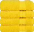 Cotton Paradise 100% Cotton Turkish Towel Set, Soft Absorbent Quick Dry, 4 Piece Washcloth Set, Yellow