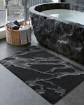 DEXI Bathroom Rug Mat 30x17, Soft and Absorbent Marble Bath Mat, Non Slip Machine Washable Bath Rugs for Shower Floor, Tub, Sink, Black