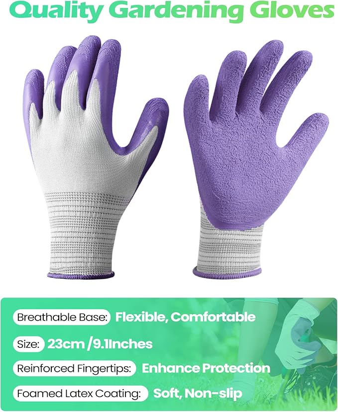 Irenare 24 Pairs Gardening Gloves Bulk for Women Ladies Breathable Rubber Coated Garden Glove for Yard Outdoor Work with Grip
