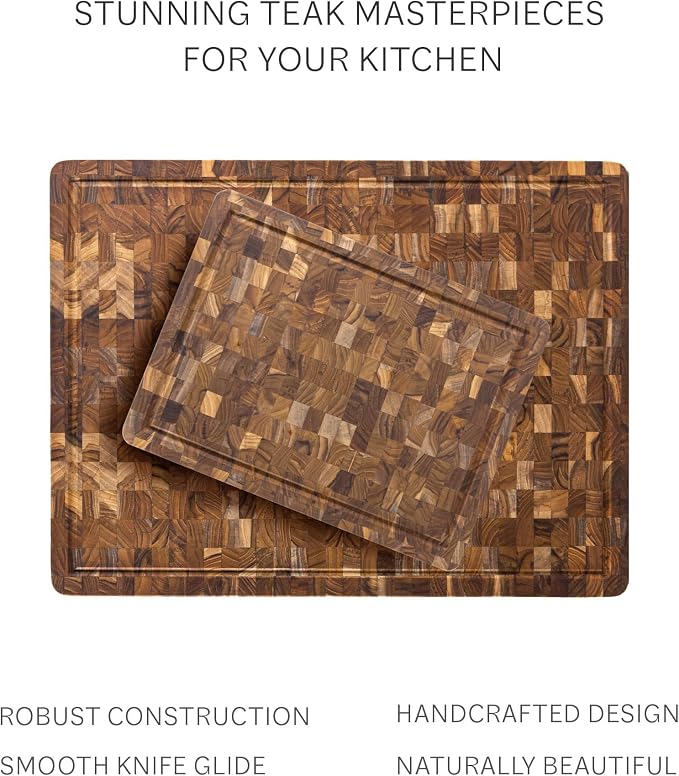 Teakhaus Butcher Block Carving Board - Extra Large Reversible Wooden Cutting Board with Juice Groove - Holiday Gift Ideas for Men and Women - Gift-Ready End Grain Wood, Knife Friendly - FSC Certified