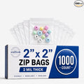 Seal Fresh 2 x 2 Inch Resealable Plastic Bags 1000 Pack — Clear Reclosable Mini Bags with Zipper Seal for Jewelry, Beads, Small Parts, Crafts, Hardware