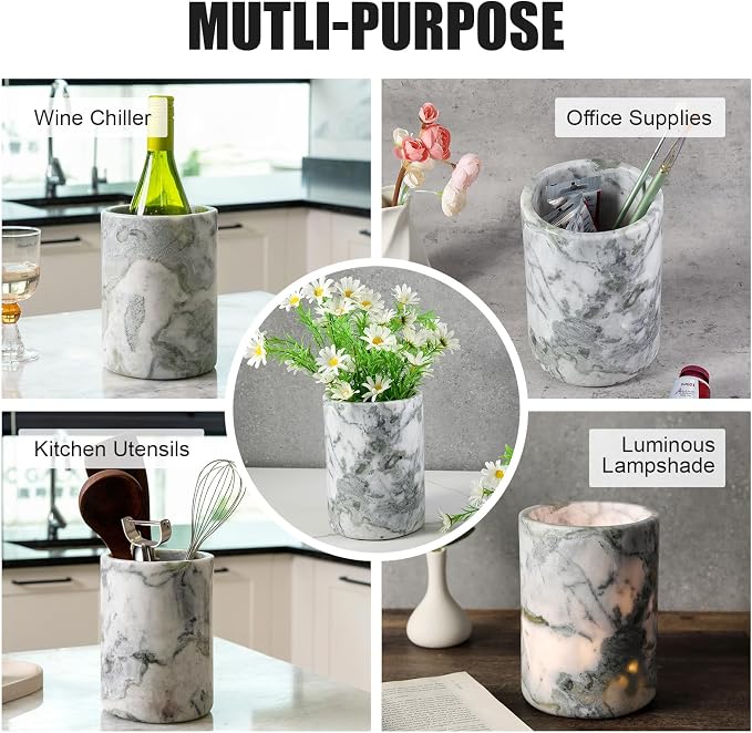 Marble Wine Bottle Chiller Bucket - Versatile Wine Chillers for Bottles - Handcrafted Wine & Champagne Cooler for Parties, Dinner - Applicable to Kitchen Utensil Holder Ideal for Wine Enthusiasts