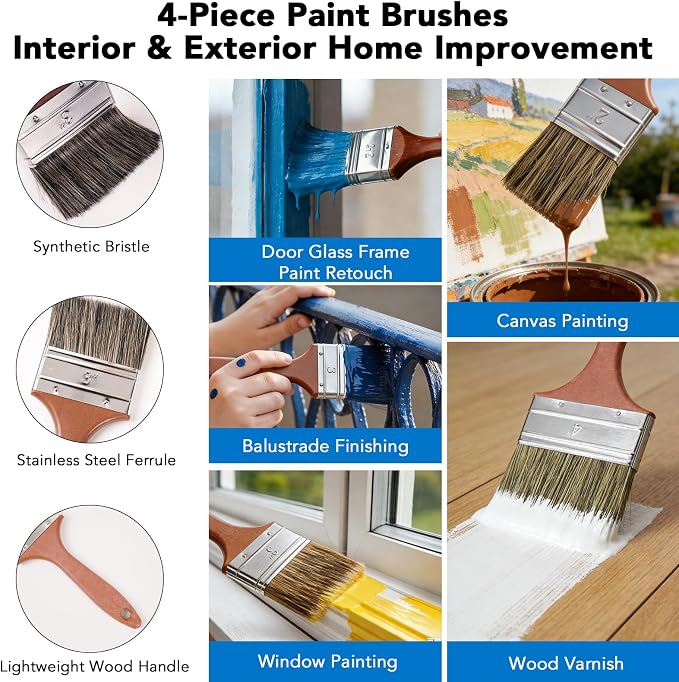 SOUTHGATE 36PCS Paint Roller Kit with 4-Section Pole, 9''& 4''Roller Trays, Heavy-Duty Frames, Microfiber Paint Rollers, Brushes & Scrappers, House Painting Tools for Walls, Ceilings & Home Renovation