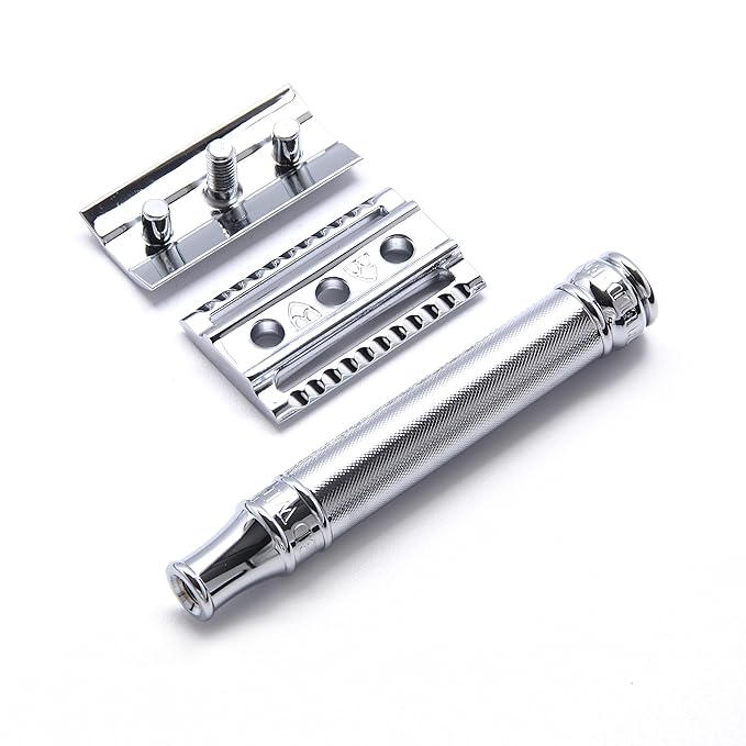 Edwin Jagger Double Edge Safety Razor With Long Handle (Blue) (Barley)