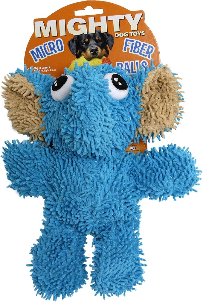 MIGHTY Tuffy 2 Pack Microfiber Medium Ball Elephant Dog Toy | Ultra Durable Plush Toy with Multiple Layers & Reinforced Seams , Washable and Floats , Mighty® Construction
