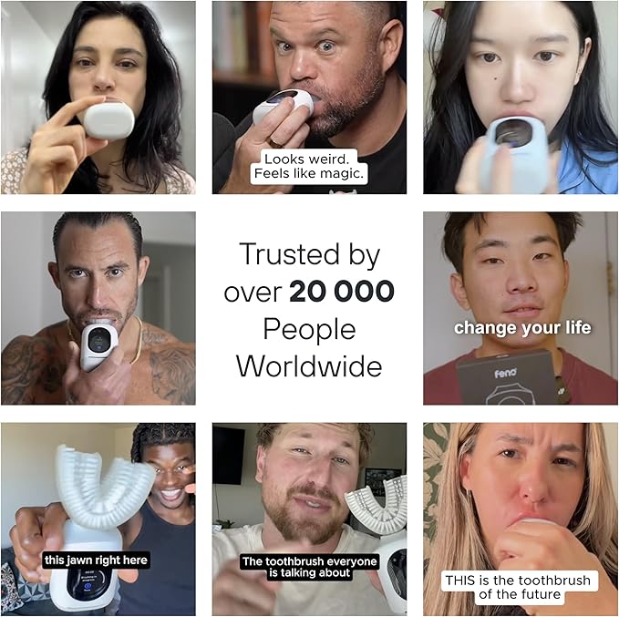 Feno Smartbrush Founders Edition Plus – AI-Powered Electric Toothbrush with Personalized Mouthpiece, 1 Tube Foam Toothpaste, Tongue Scraper & 12-Month Plus Subscription