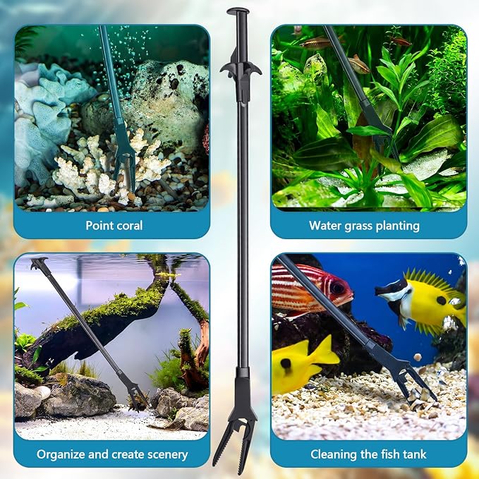Gisafai 2 Pcs Plastic Aquarium Tongs Long Multi Purpose Trimming Feeding Aquarium Tools for Fresh Water Saltwater Fish Tanks Coral Plant (20 Inch)