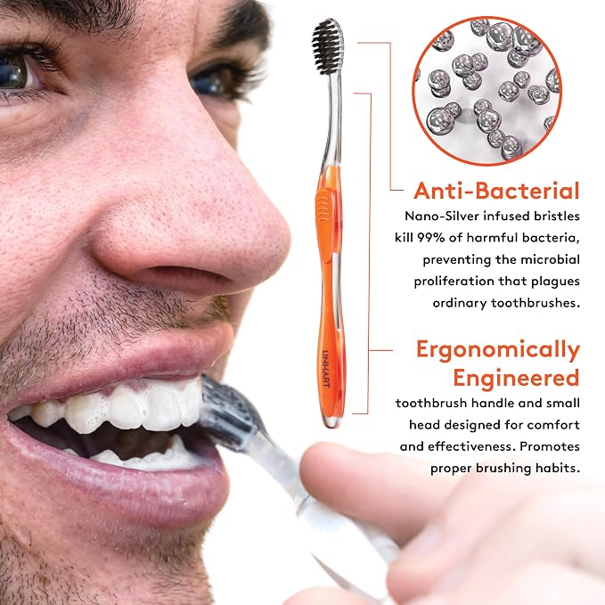 LINHART Extra Soft Toothbrush – Teeth Whitening Toothbrush with Multi Length Bristles, 4 Pack