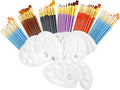 72 Pcs Painting Brush Palette Set, 60 Pcs Paint Brushes with 12 Pcs Palettes to Create Art Paint Oil Watercolor