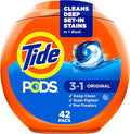 Tide PODS laundry detergent pacs, 3-in-1 Stain Remover, Odor Fighter, Color Protector, 42 Count, HE compatible, Original Scent