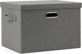 Graciadeco Large 17" 36 Quart Collapsible Stackable Storage Bins with Lids, 1 Pack Grey Foldable Fabric Closet Storage Boxes with Lids, 4 Handles Heavy-duty Linen Cube Baskets for Bedroom