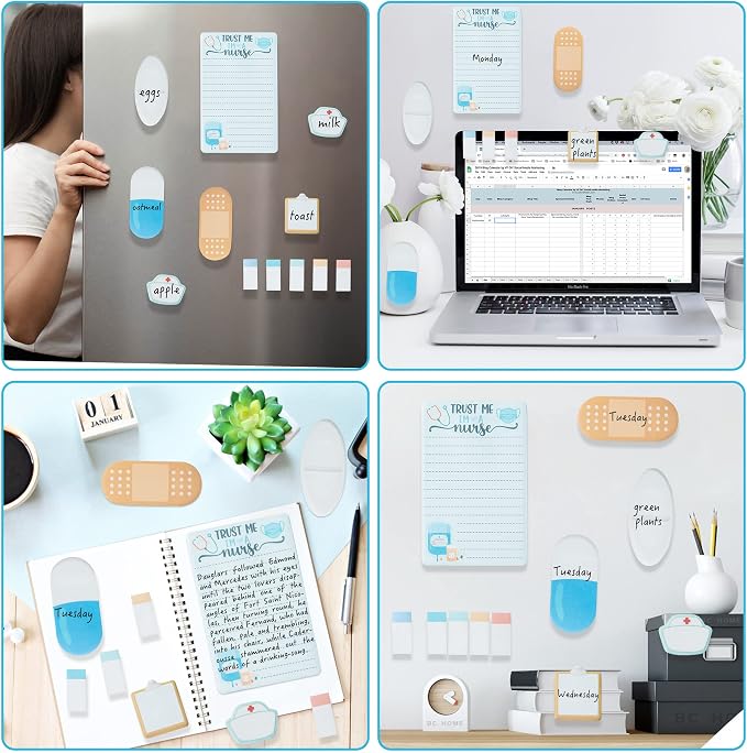 Xqumoi 2 Pack Nurse Sticky Note for School Office Supply Nurse Student Gift | Nurse Sticky Note Set, School Office Supply, Self-Stick Note Pad, Writing Memo Pad, Page Marker, Hospital Medical Nurse Gift