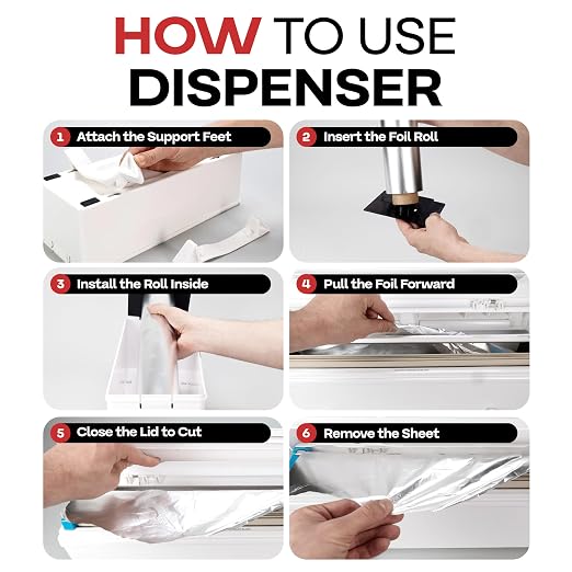 IDL Packaging WP-180DA 18" FoilMaster Dispenser with 18" x 500' Aluminum Foil Roll - NEW Press-Cutter with Sharp Serrated Blade - 10X Longer Service Life with Durable Plastic Body
