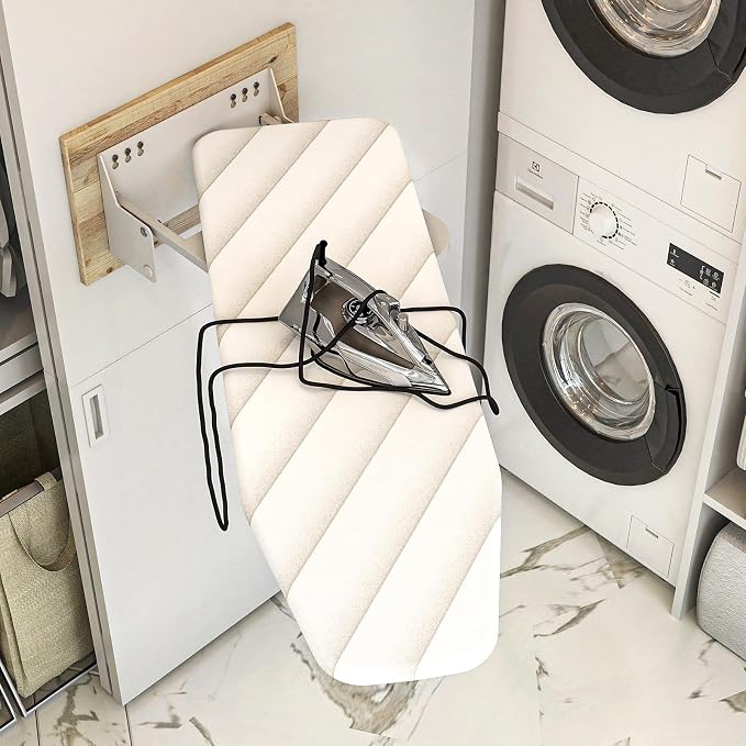 uyoyous Wall Mounted Ironing Board Compact Iron Board 37.8X11.8 Inch | 180° Swivel Foldable Iron Board Hanger with Heat Resistant Cover Ironing Board Holder for Small Spaces, Home & Laundry Room