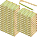 Thyle 500 Pieces Mini Bamboo Tongs 4 Inches Disposable Tongs Bulk Long Bamboo Toaster Cooking Utensils for Charcuterie Self Serving Food Kitchen Wedding Baby Shower Supplies