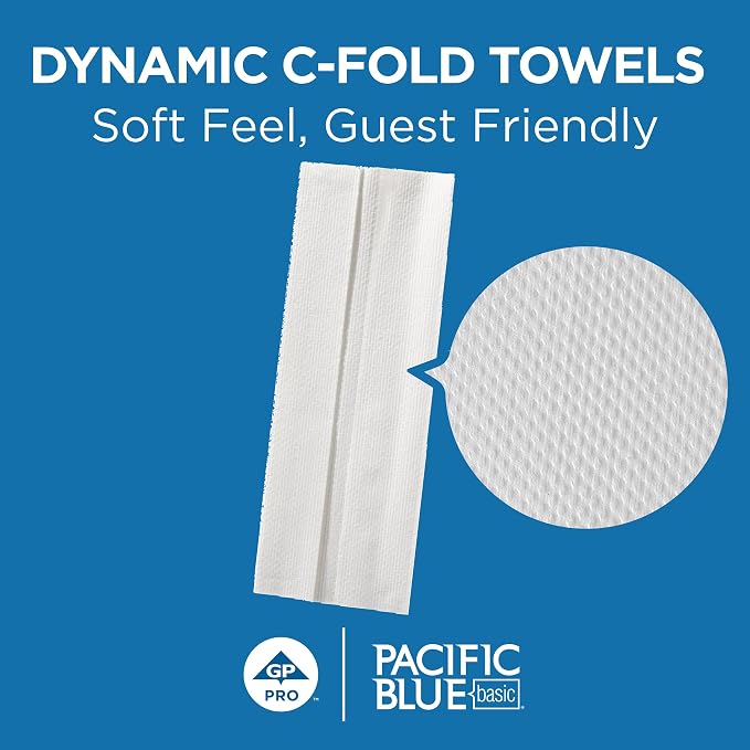 Pacific Blue Basic by Georgia-Pacific PRO C-Fold Paper Towels, White, 10.1” x 12.7” (LxW), 240 Towels Per Pack, 10 Packs Per Case, 20603
