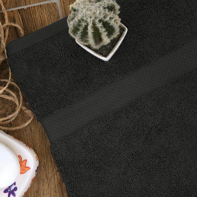 HERCULEAN Premium Bath Towels 24 x 48 Pack of 6 | Quick Dry and Highly Absorbent | 100% Cotton Terry Towels for Bathroom - Perfect for Shower - Pool and Spa - Luxury Soft Towels - Charcoal Grey