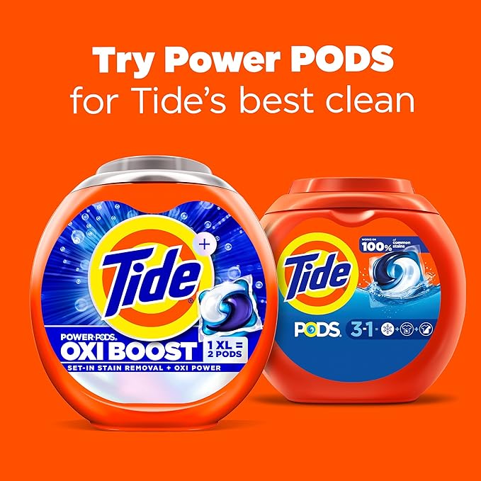 Tide PODS laundry detergent pacs, 3-in-1 Stain Remover, Odor Fighter, Color Protector, 42 Count, HE compatible, Original Scent