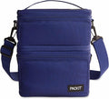 PackIt Mod 3-In-1 Lunch Box for Men and Women, True Blue, Black with EcoFreeze Technology (Built-in Ice Packs), Removable Crossbody Strap, Designed for Outdoor, Work & Everyday Use