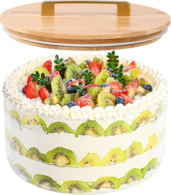Glass Trifle Bowl with Airtight Lid, 155oz Large Salad Bowl, Glass Serving Bowl for Popcorn, Cake, Salad, Fruit, Baking, Dessert and Party Diy, BPA Free, Oven, Dishwasher Safe