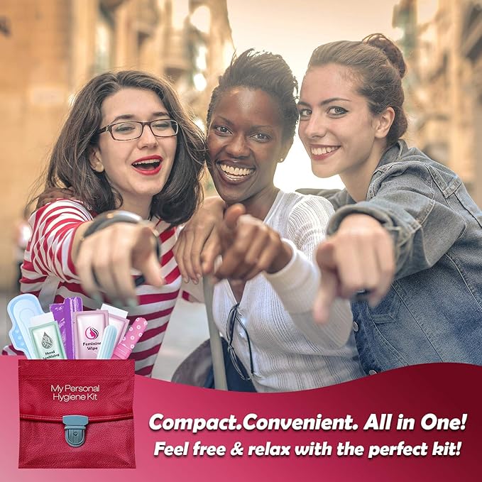 Pink Style Menstrual Kit All-in-One 10 Pack | Convenience on The Go | Period Kit Pack for Travelling, Tweens & Teenagers or just When You’re Out | Individually Wrapped Feminine Hygiene Product
