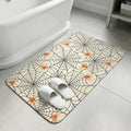 Halloween Bathroom Rugs Non Slip Washable Bath Mat Absorbent Low Pile Front Door Mat Orange Black Net Classic Spiders Gingham Indoor Doormat for Kitchen Entryway Shower Decor Accessories 15.7"x23.6"