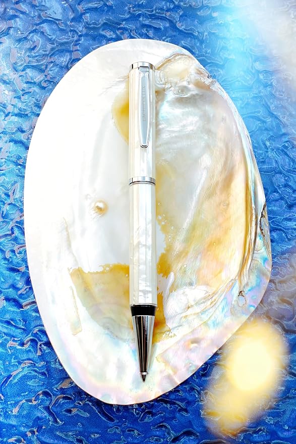 LACHIEVA LUX Mother of Pearl Ballpoint Pen, Elegant Executive Gift Set, Writing Pen for Men & Women, German P900M Refill, Pearl Radiance Collection