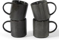 famiware Coffee Mug Set for 4, Star 16 oz Catering Mugs Cup Set with Handle for Coffee, Tea, Cocoa, Milk - Ceramic Stoneware Drinkware Set, Deep Forest