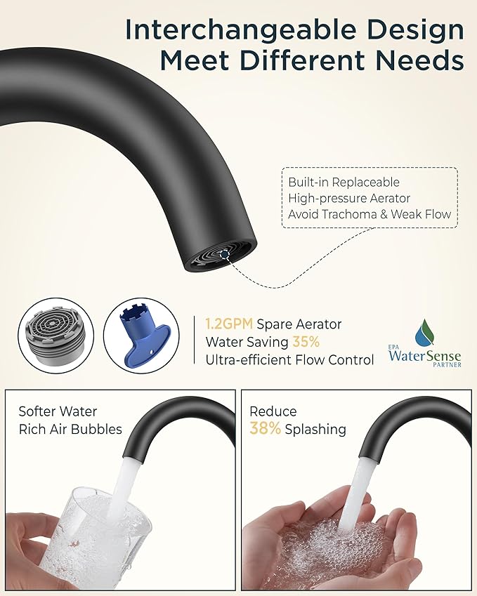 FORIOUS 4 in Black and Gold Bathroom Faucet Centerset, 2 Handle Matte Black Swivel Faucet for Bathroom Sink 2 or 3 Hole with Pop up Drain and cUPC Supply Hose, Suitable for Vanity RV Restroom