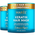 MAREE Deep Conditioning Hair Mask for Damaged Hair Treatment 2 Pack – Keratin Hair Care for Hydrating Growth Repair Moisturizing – Dry Curly Color Refreshing – 10 Fl Oz, White