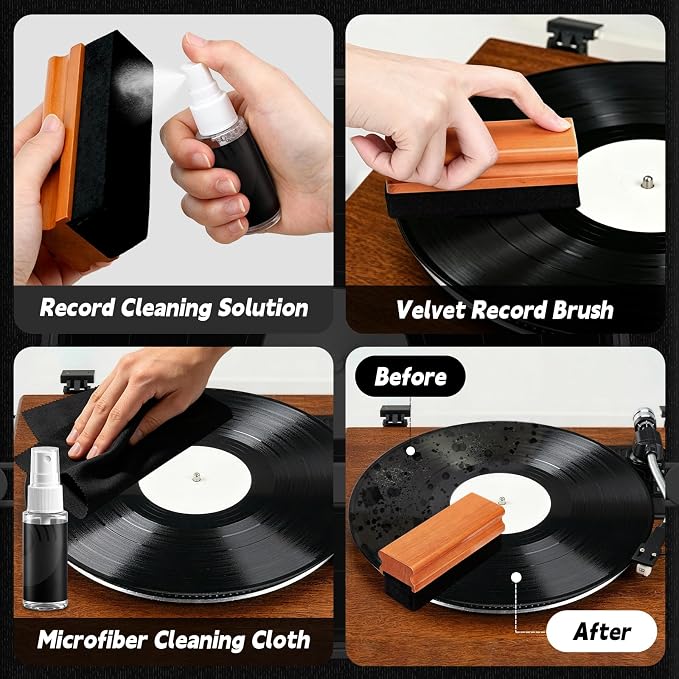 11-in-1 Vinyl Record Cleaning Kit,Turntable Cartridge Alignment Kit with Digital Scale,Azimuth Ruler,Alignment Protractor,Spirit Level,Velvet Brush,Nano Fiber Brush,Stylus Brushes,Cleaning Cloth