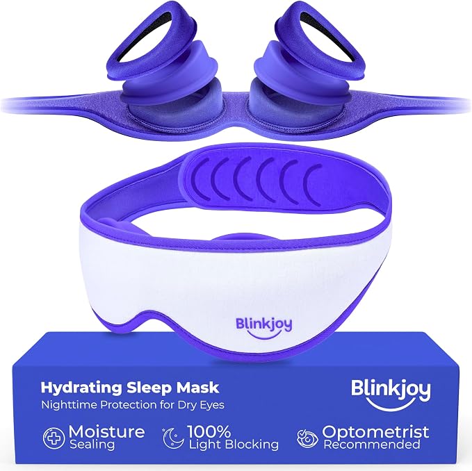 Blinkjoy Hydrating Sleep Mask for Dry Eye Relief – Moisture-Sealing Blackout Eye Mask Protects from Dust & Drafts, Preserves Eye Drops & Ointment, Lightweight (2nd Gen)
