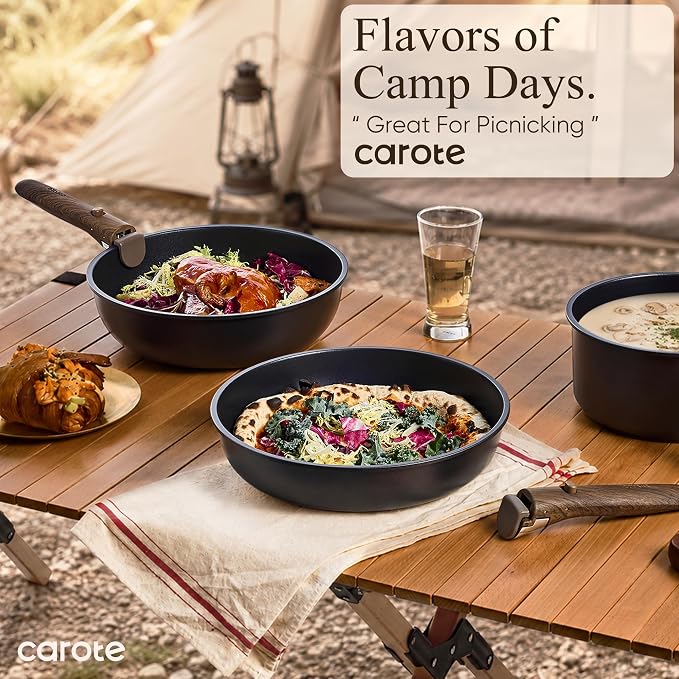 CAROTE 31pcs Nonstick Pots and Pans Set with Baking Pans Set, Cookware Sets with Detachable Handle, Kitchen Cooking Set - Camping Cookware, Dishwasher & Oven Safe, Induction Compatible