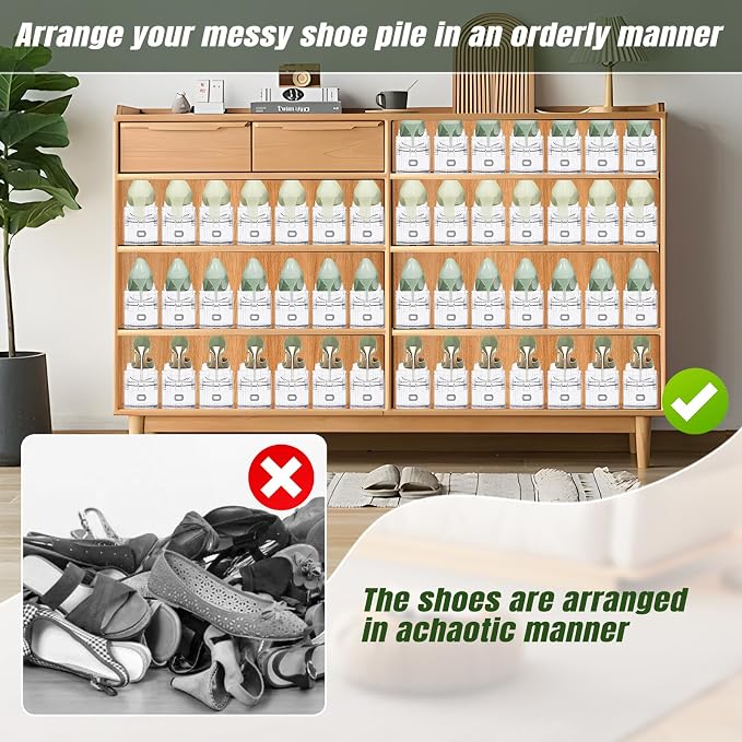Clear Shoe Slot Organizer, 16 Pack Adjustable Shoe Slots Organizer for Closet Clear Shoe Stackers Shoe Rack Holder Shoe Space Savers for a Pair of Shoes