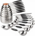 Measuring Cups and Spoons Set Stainless Steel Includes 8 Heavy Duty Measuring Cups 8 Double Sided Magnetic Measuring Spoons and 1 Leveler for Dry and Liquid Ingredients