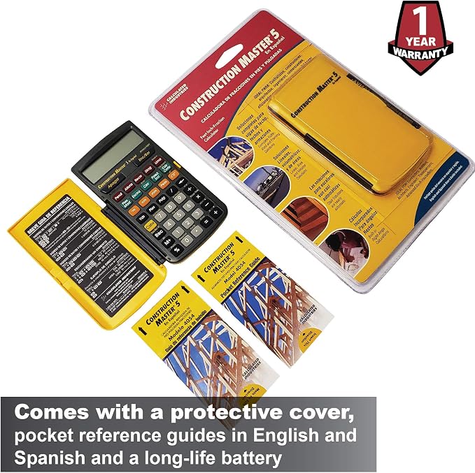 Calculated Industries 4054 Construction Master 5 Calculator | en Español, Feet-Inch-Fraction, For Carpenters, Construction Calculator with all Spanish labeling