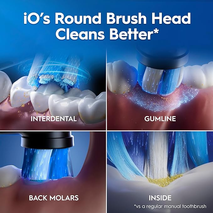 Oral-B Rechargeable Electric Toothbrush, iO10 Ultimate Clean, 7 Cleaning Modes, Interactive Display, iSense Charger, Charging Travel Case, 4 Brush Heads, Rechargeable Toothbrush, Black