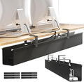 [Upgraded] Large Under Desk Cable Management Tray, Cinati Cable Management Under Desk No Drill, 42" Fabric Cord Hider for Wire Organizer, Cord Organizer for Office, Home - Supports Up to 30lbs Black