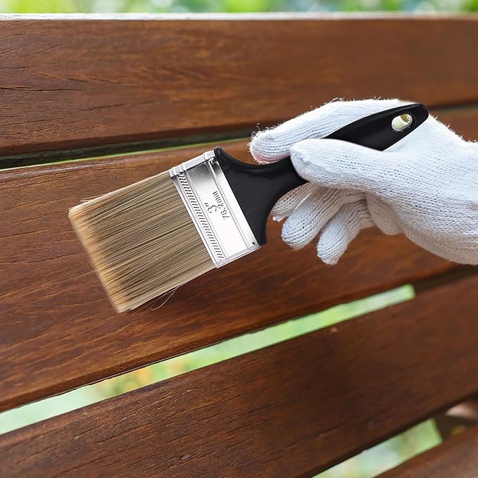 Layhit 24 Pcs Paint Brushes House Chip Paintbrush with Treated Plastic Handles Wide Flat Wall Trim Painting Tool for Paint Stains Wood Cabinet Deck Fence Door Furniture Home DIY (3”)