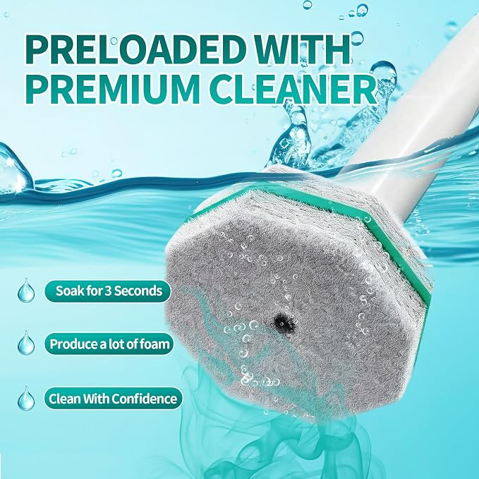 Disposable Toilet Brush, Toilet Bowl Cleaning System with 48 Count Wand Refill, Clean Brush Starter Kit with 1 Toilet Wand, 1 Storage Caddy and 1 wall Sticker (White)