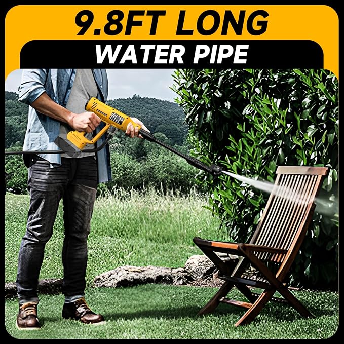 SLENJADFIN Cordless Portable Washer Compatible with Dewalt 20V Battery, Portable Handheld Cleaning Tool with Brushless Motor, 6-in-1 Nozzle, 4 Level Adjustable for Car Floor Fence Wall (Tool only)