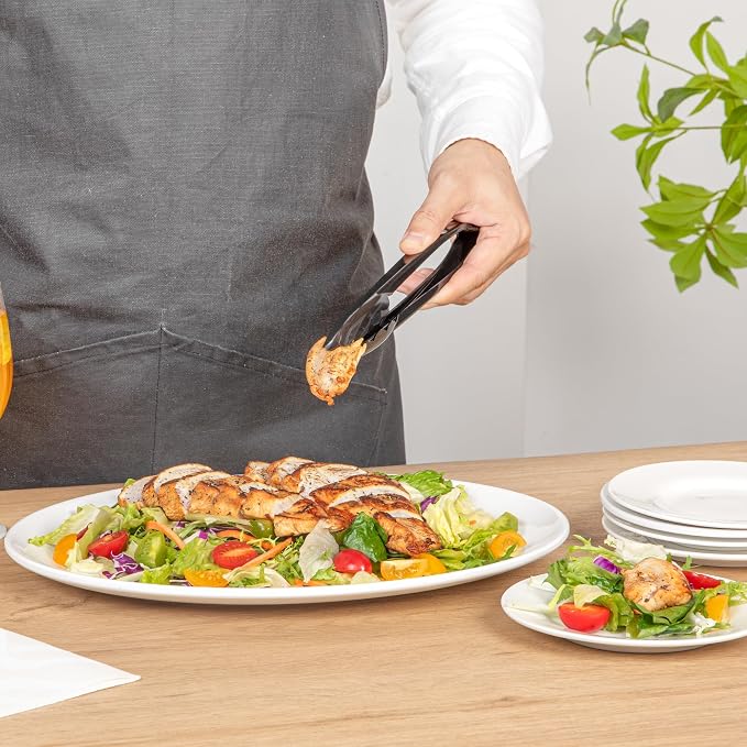 Restaurantware Tongs 100 Pack Of 7 1/2” Heavy-Duty Plastic Kitchen Tongs with Scalloped Edges Disposable Black Serving Utensils for Hot And Cold Foods Catered Events, Weddings, or Buffets