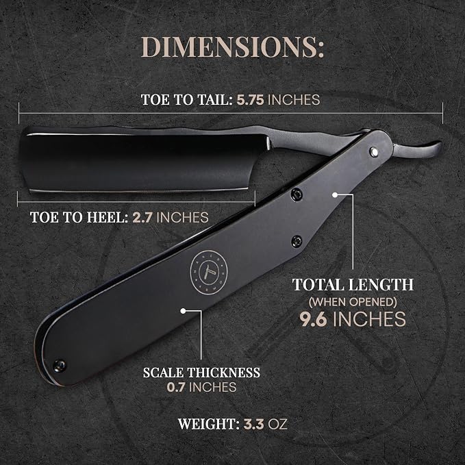 Naked Armor Lancelot Straight Razor Kit, Black Japanese Stainless Steel Set | 7-Pc Shave Ready Wet Shaving Kit, 7/8" Barber Straight Edge Razor Set, Strop, Paste, Brush, Soap, Sheath, Box, Gifts for Men
