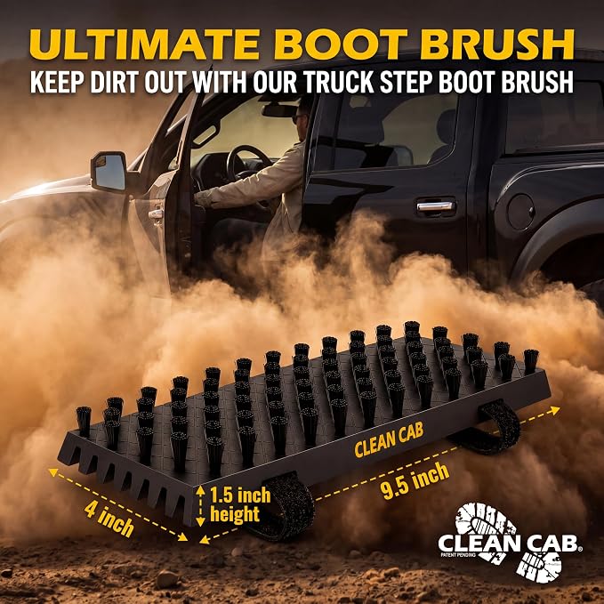 Universal Fit Truck Step Mounted Brush - Heavy Duty Boot Brush for Trucks, RVs, SUVs, and Semis - Easy Velcro Mounting - Perfect for Camping, Jobsite, and Home - Durable and Reliable
