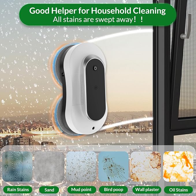 Smart Winbot,Window Cleaning Robot with Dual Water Spray, Automatic Window Cleaner Robot for Windows/Tiles/Glass Door,3000Pa Suction Power, Edge Detection Technology,APP&Remote Control Washer
