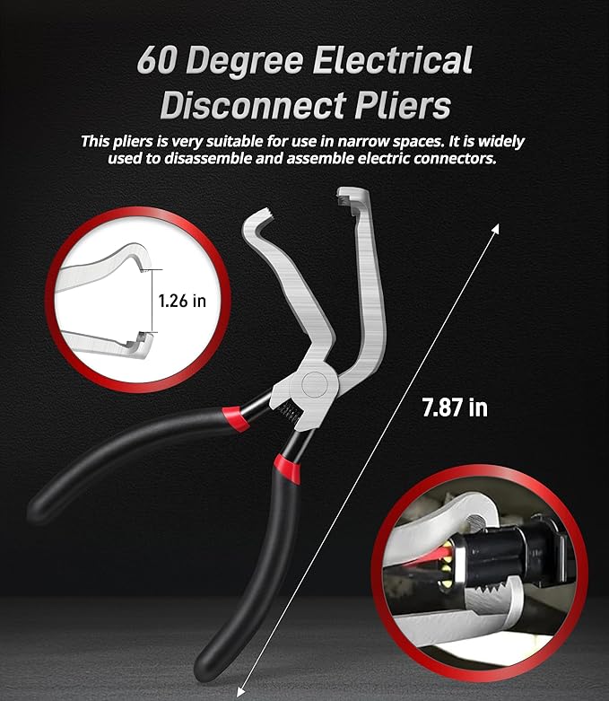 7PCS Electrical Disconnect Pliers & Fuel Line Disconnect Tool Set, Automotive Electrical Terminal Connector Separator Removal Tool Kit for Car Wiring & Fuel Line Connector Pliers