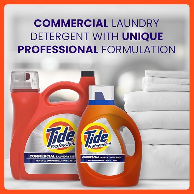 Tide PRO Laundry Detergent Liquid Bulk, Removes Hotel, Restaurant, and Healthcare Stains in One Wash, Commercial Use, 129 loads, 170 fl oz (Case of 4)