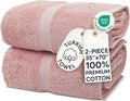 Chakir Turkish Linens 2 Piece Large Bath Sheets, 100% Cotton Luxury Turkish Towels for Bathroom, Soft Absorbent Oversized Bath Towels, 35 x 70 Inches, Pink